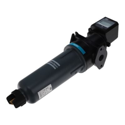 Atlas Copco 8102372355 PD25+ hocheffizienter Koaleszenzfilter, der feste Partikel, flüssiges Wasser und Ölaerosol entfernt. Ausgestattet mit eingebautem inPASS-Bypass.