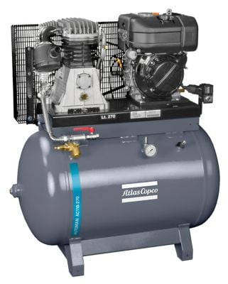 Atlas Copco 4116007439 Automan AC110 Diesel-Motor riemengetriebener Kolbenkompressor - 11 PS, 270 l Behälter montiert