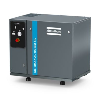 Atlas Copco 4116026323 Automan AC100 leiser riemengetriebener ölgeschmierter Kolbenkompressor - 10 Hp, mit Fundamentrahmen
