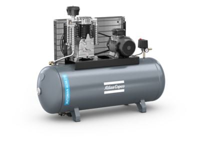 Atlas Copco 6250367805 Kolbenkompressor, Automan, Keilriemen- antrieb, 400V/3Ph/50Hz, ölgeschmiert, luftgekühlt, stationär, auf Behälter  270 ltr.