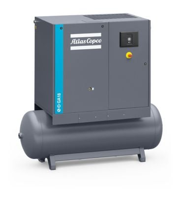 Atlas Copco 8153649150 Schraubenkompressor, 400 V / 50 Hz, öleingespritzt, luftgekühlt, auf Behälter