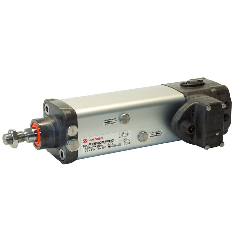 Norgren PRA/882032/MIB/M4/125 Integrierte Zylinder-Ventilkombination (IVAC), Cleanlineversion, Durchmesser 32 mm, Hub 125 mm , 5/2 Elektromagnet/Elektromagnet