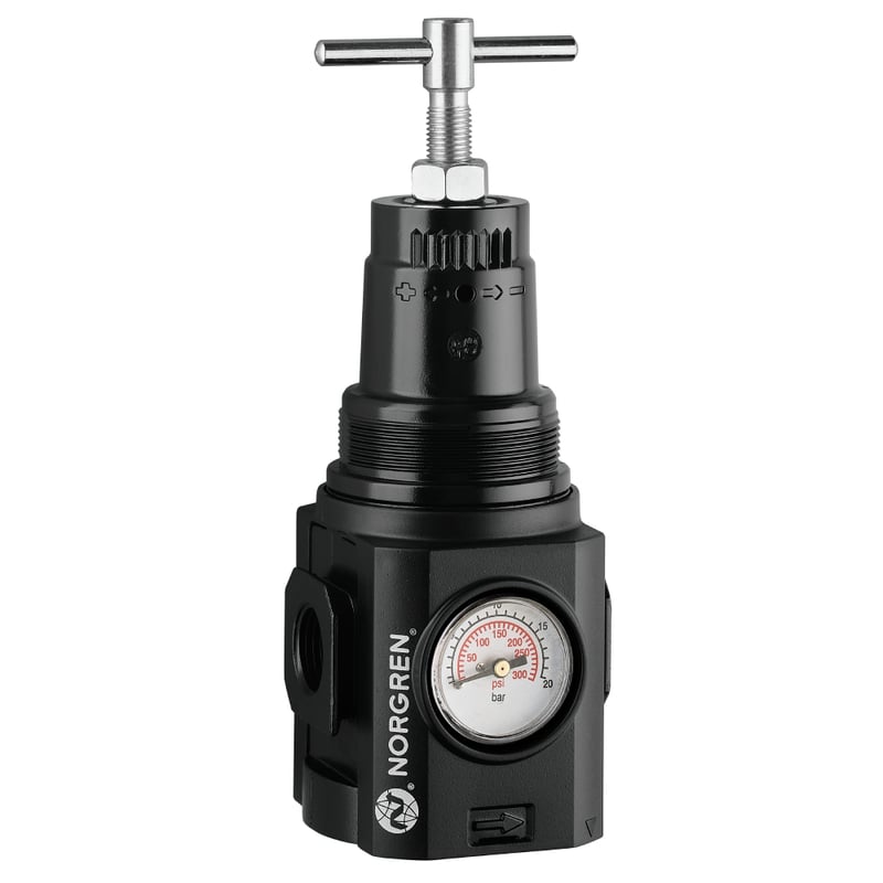 Norgren HR84G-4AT-NSG Excelon Plus Druckregler für Anwendungen bei extremen Temperaturen, 1/2 PTF, 0,7-17 bar, integriertes Manometer