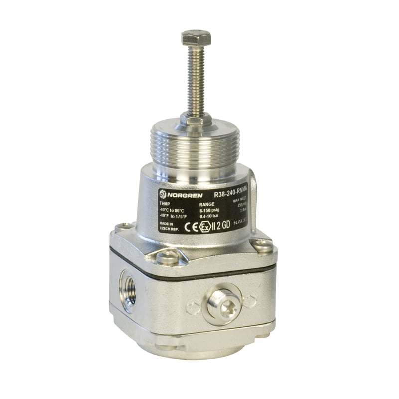Norgren R38-240-RNMA Serie R38 Edelstahl - Präzisionsdruckregler, 1/4 NPT, 0.4-10 bar, ohne manometer