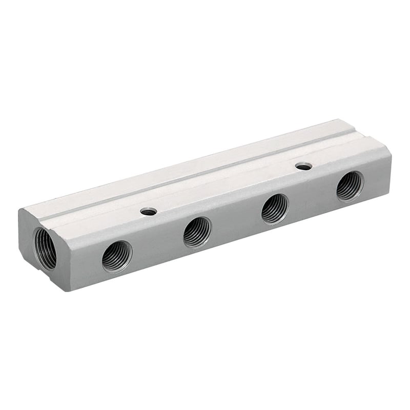 Norgren 162C43828 Serie 16 Gewindeverschraubung, Verteiler doppelseitig, Aluminium, 8 Ausgänge, G3/8, G1/4