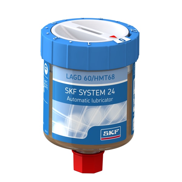 SKF LAGD 60/HMT68 SYSTEM 24, distributeur de lubrifiant automatique monopoint à gaz, 60 ml, rempli d'huile LHMT 68 - Bild 1
