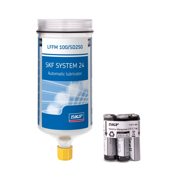 SKF LFFM 100/SD250 Cartucho de recarga cheio com óleo LFFM 100, 250 ml, com pilha, para lubrificadores eletromecânicos de ponto único TLSD /TLDD - Bild 1