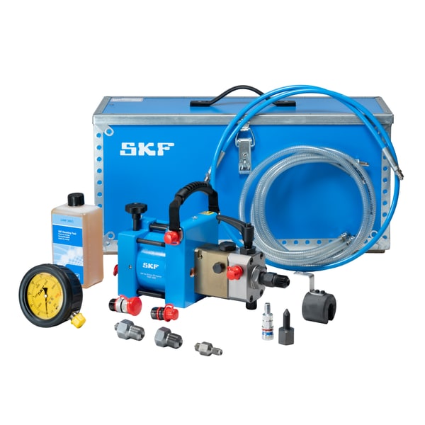 SKF THAP 300E/K10 Perslucht-olie-injectieset, met hogedrukslang, snelkoppelingen, manometer en koppelingen in stevige houten draagkoffer - Bild 1
