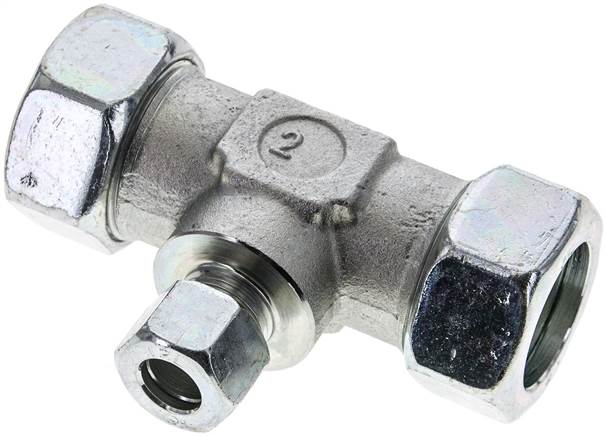 Partbase TR 28/12/28 L T-Schneidringverschraubung 28 L (M36x2)-12 L (M18x1,5)-28 L (M36x2), Stahl verzinkt