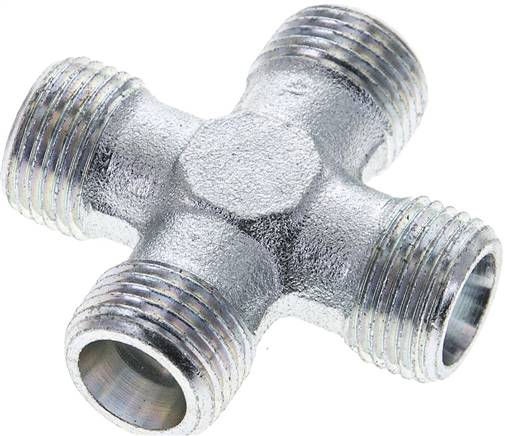 Partbase XK 10 S Kreuz-Schneidringverschraubung 10 S (M18x1,5), ohne Mutter & Schneidring, Stahl verzinkt