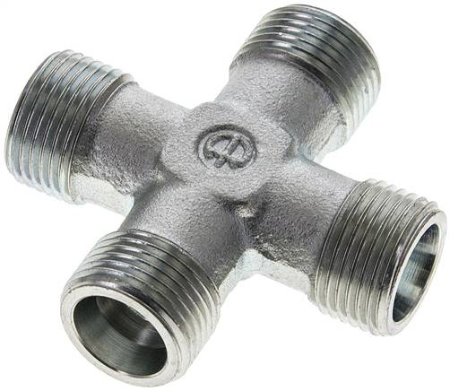 Partbase XK 12 S Kreuz-Schneidringverschraubung 12 S (M20x1,5), ohne Mutter & Schneidring, Stahl verzinkt