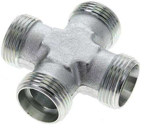 Partbase XK 22 L Kreuz-Schneidringverschraubung 22 L (M30x2), ohne Mutter & Schneidring, Stahl verzinkt