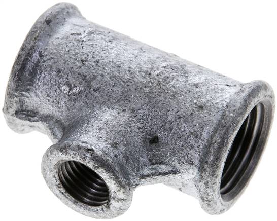 Partbase T 121412 ST T-Stück Rp 1/2"-Rp 1/4"-Rp 1/2" (IG), Temperguss verzinkt