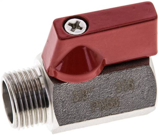 Partbase KH 38 MKIA ES E Edelstahl-Minikugelhahn G 3/8" Innengewinde / Außengewinde, PN 63