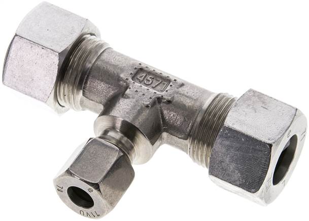 Partbase TR 15/8/15 L ES T-Schneidringverschraubung 15 L (M22x1,5)-8 L (M14x1,5)-15 L (M22x1,5), 1.4571