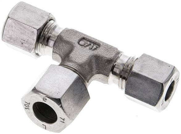 Partbase TR 8/10/8 L ES T-Schneidringverschraubung 8 L (M14x1,5)-10 L (M16x1,5)-8 L (M14x1,5), 1.4571