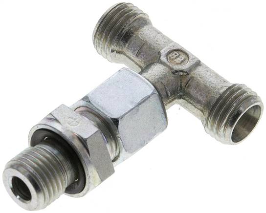 Partbase XET 8 LR Einstellb. T-Schneidringverschraub.G 1/4"-8 L (M14x1,5), ohne Mutter & Schneidring, Stahl verzinkt