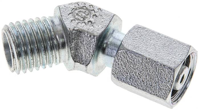 Partbase XEV 6 L Einstellb. 45°-Schneidringverschraubung 6 L (M12x1,5), ohne Mutter & Schneidring, Stahl verzinkt