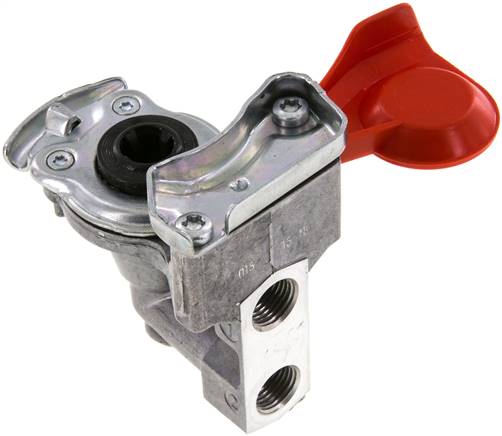Partbase 316042 Fahrzeugkupplung 2x M 16x1,5(IG), Vorrat (rot) für Zugmaschinen, DIN 74254 (mit Ventil)