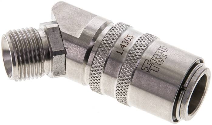 Partbase KDTG 13/3845 BA ES 45°-Temperierkupplungsdose 13mm Zapfen,G 3/8"(AG)