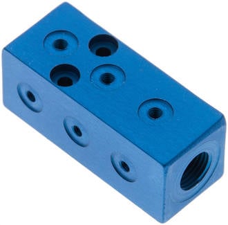 Partbase VB 930 A Verteilerblock 1 x G 1/8"-9x M 3, Aluminium