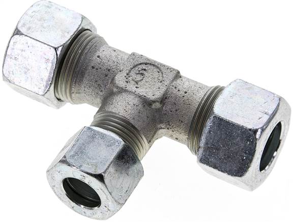 Partbase TR 15/12/15 L T-Schneidringverschraubung 15 L (M22x1,5)-12 L (M18x1,5)-15 L (M22x1,5), Stahl verzinkt