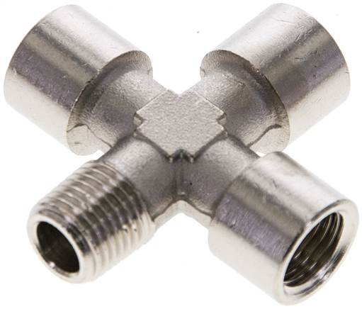 Partbase KE 14 MSV Kreuzstück G 1/4"(IG)-R 1/4"(AG), Messing vernickelt