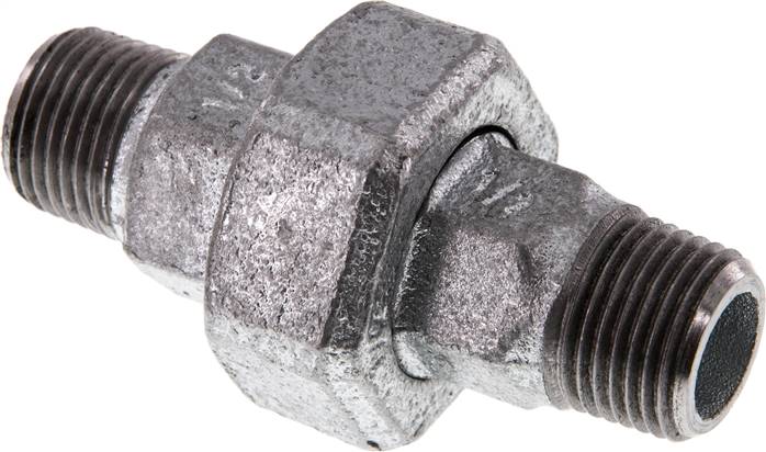 Partbase DNT 1212 F ST Doppelnippel trennbar R 1/2" flach dichtend,Temperguss verzinkt