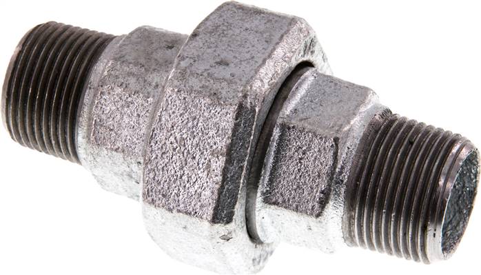 Partbase DNT 3434 F ST Doppelnippel trennbar R 3/4" flach dichtend,Temperguss verzinkt