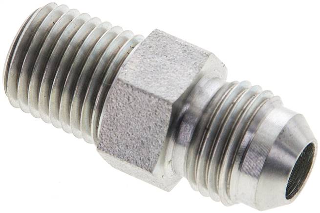 Partbase DN 14 NPT-9/16 Doppelnippel NPT 1/4"-UNF 9/16"-18(JIC), Stahl verzinkt