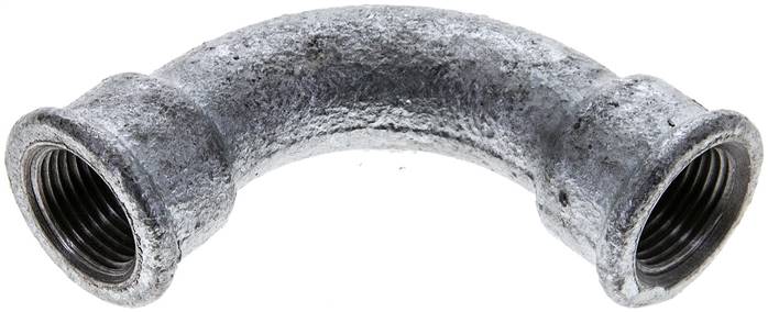Partbase BO 38 I ST 90°-Bogen Rp 3/8" (IG), lang Typ 2/G1, Temperguss verzinkt