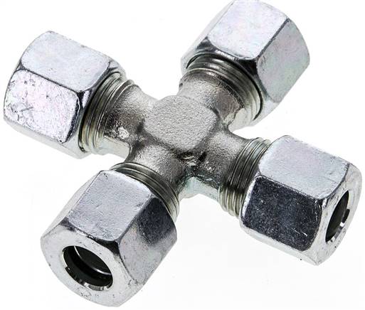 Partbase K 10 L Kreuz-Schneidringverschraubung 10 L (M16x1,5), Stahl verzinkt