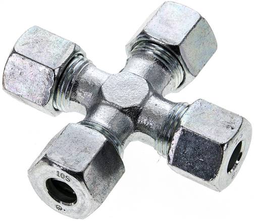 Partbase K 10 S Kreuz-Schneidringverschraubung 10 S (M18x1,5), Stahl verzinkt