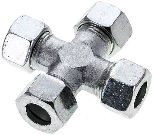 Partbase K 15 L Kreuz-Schneidringverschraubung 15 L (M22x1,5), Stahl verzinkt