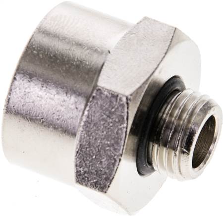 Partbase RN 1412 MSV ED Reduziernippel G 1/4"(AG)-G 1/2"(IG), Messing vernickelt (Elastomerabdichtung)