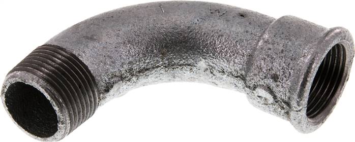 Partbase BO 10 IA ST 90°-Bogen Rp 1"(IG)-R 1"(AG), Temperguss verzinkt