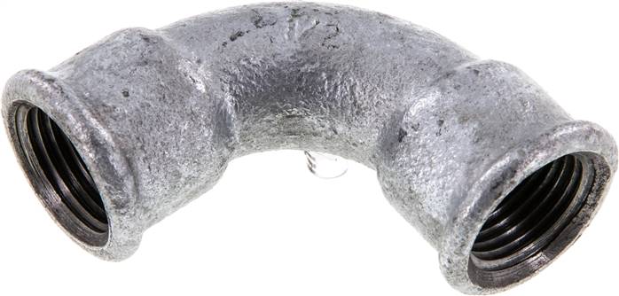Partbase BO 12 IK ST 90°-Bogen Rp 1/2" (IG), kurz Typ 2a/D1, Temperguss verzinkt