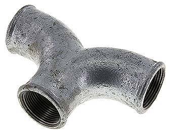 Partbase DBT 114 ST Doppelbogen T-Stück Rp 1-1/4" (IG), Temperguss verzinkt
