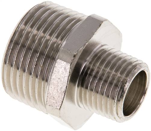 Partbase DN 1012 K MSV Doppelnippel R 1"-R 1/2", Messing vernickelt