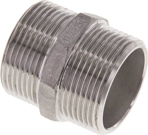 Partbase DN 114114 F ES Doppelnippel, G 1-1/4"-G 1-1/4", flach dichtend, 1.4408