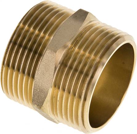 Partbase DN 114114 F MS Doppelnippel, G 1-1/4"-G 1-1/4", flach dichtend, Messing