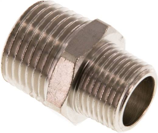 Partbase DN 1238 K MSV Doppelnippel R 1/2"-R 3/8", Messing vernickelt