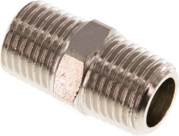 Partbase DN 1414 K MSV Doppelnippel R 1/4"-R 1/4", Messing vernickelt