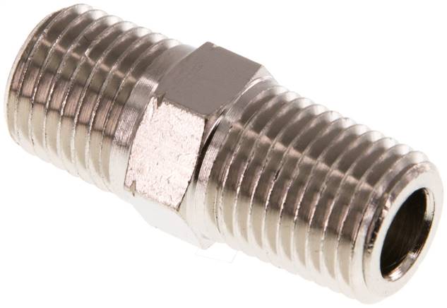 Partbase DN 14R14NPT MSV Doppelnippel R 1/4"-NPT 1/4", Messing vernickelt