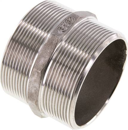 Partbase DN 212212 F ES Doppelnippel, G 2-1/2"-G 2-1/2", flach dichtend, 1.4408