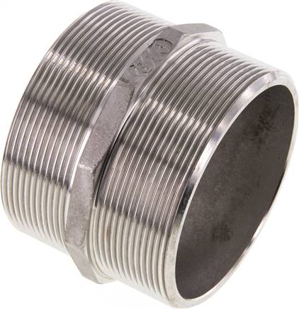 Partbase DN 3030 F ES Doppelnippel, G 3"-G 3", flach dichtend, 1.4408