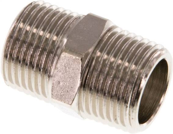 Partbase DN 3838 K MSV Doppelnippel R 3/8"-R 3/8", Messing vernickelt