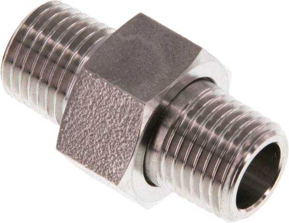 Partbase DNT 1414 ES4A Doppelnippel trennbar R 1/4"-R 1/4", 1.4571 PN40, konisch dichtend
