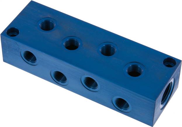Partbase FR 814 A Verteilerleiste 2x G 1/2"-8x G 1/4", Aluminium