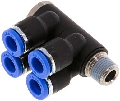 Sang-A IQSLV4 186 Steck-Mehrfachverteiler, 4-fach R 1/8"-6mm, Standard